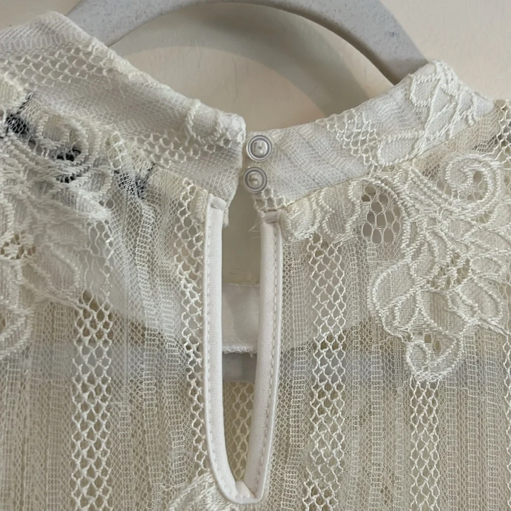 Olivia Blue‎ Vintage Lace Cream Floral Victorian Ruffle xl boho bohemian - Picture 6 of 7